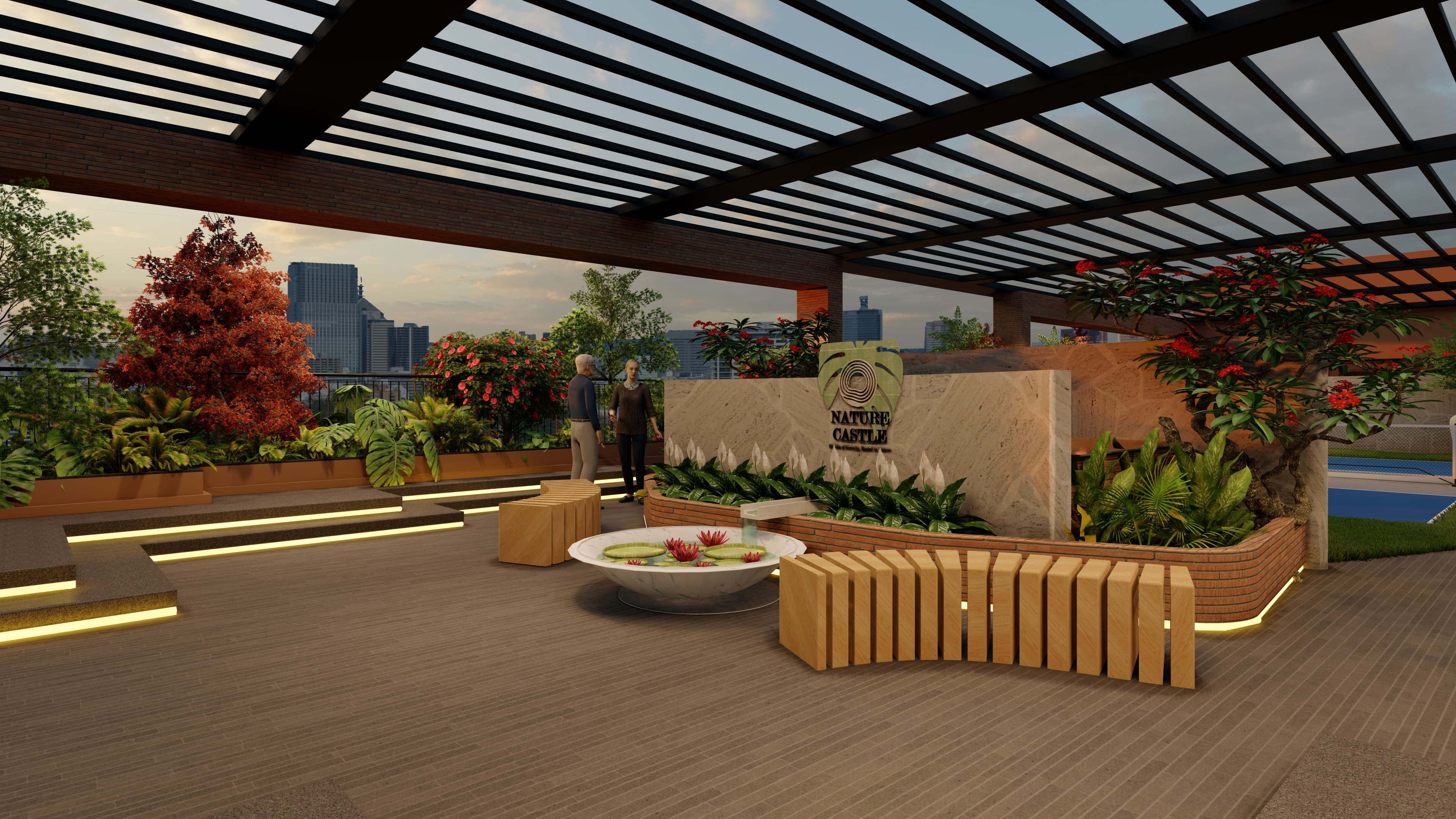 Landscaped rooftop garden
