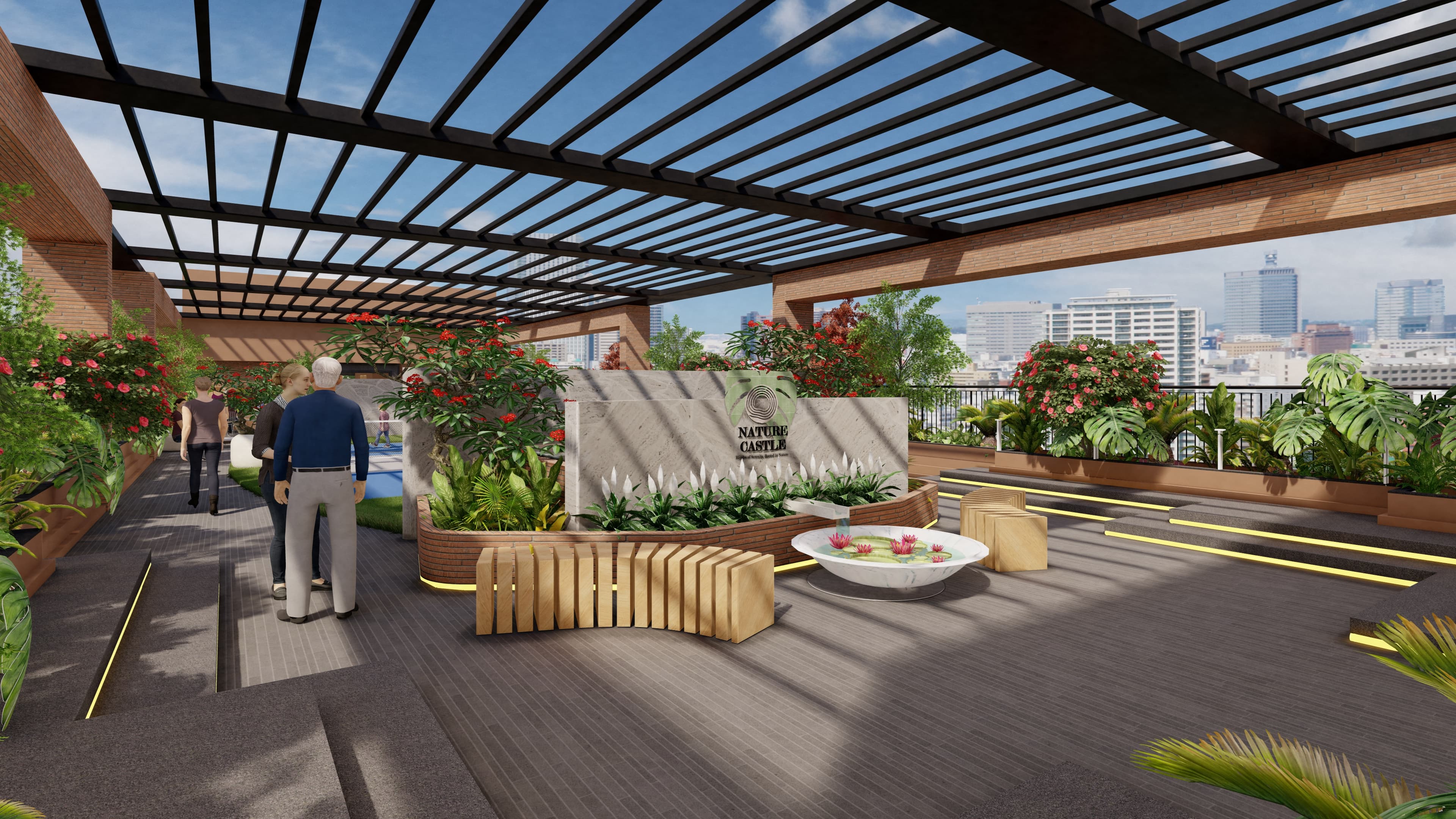 Sky terrace with skyline view